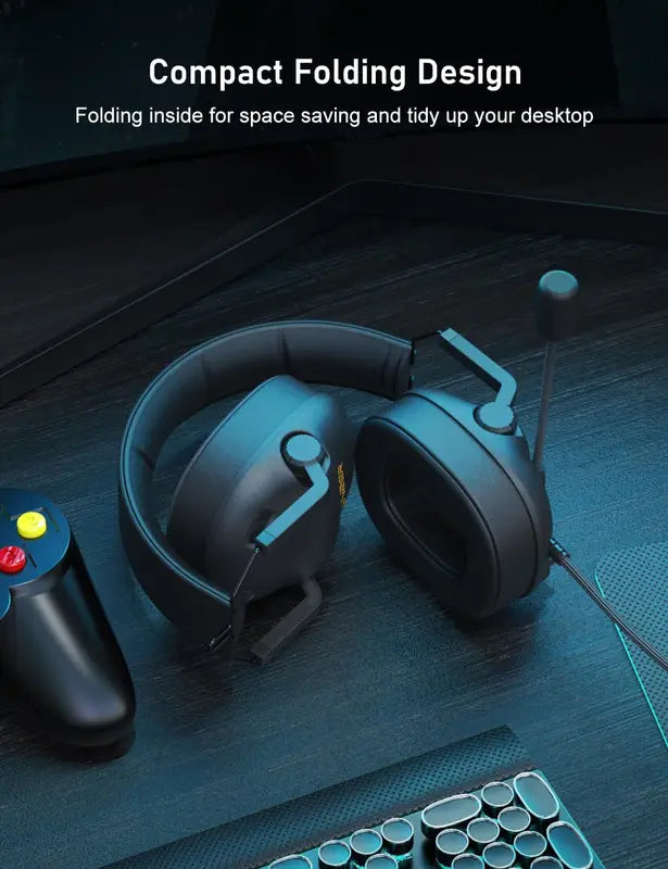 Gaming Headset with Surround Sound & Noise Cancelling Microphone - Lightweight Foldable