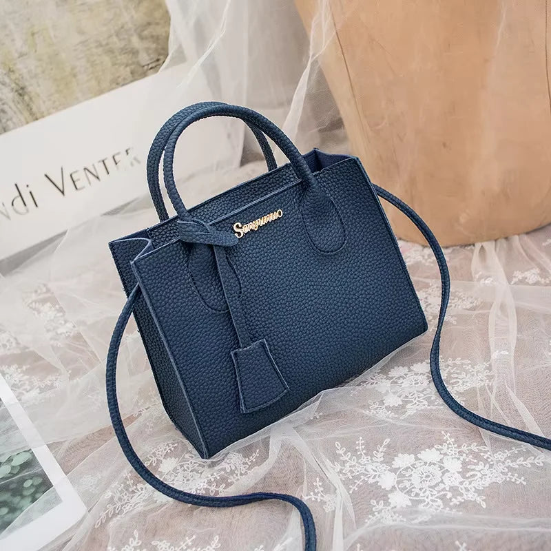 Solid Color Crossbody Handbag with Shoulder & Handheld Handles - Triple-Use Satchel Bag