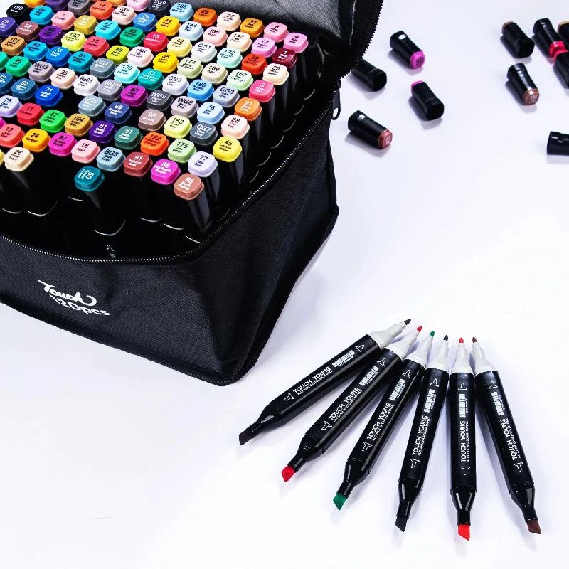 Double Headed Art Marker Pen Set - 24-80 Colors for Drawing Sketching Graffiti and Manga