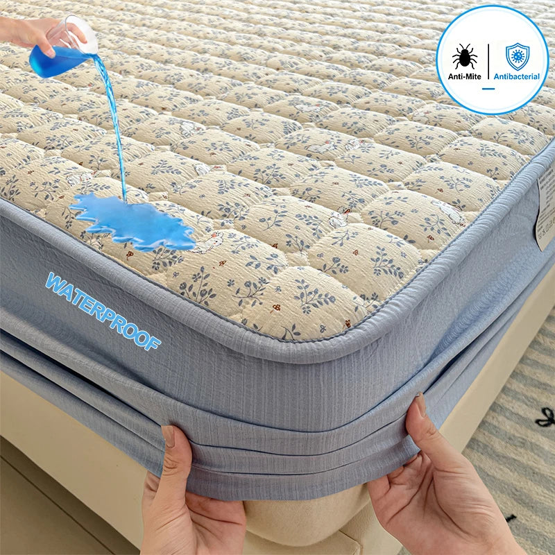 Waterproof Mattress Cover with Anti-Mite & Antibacterial Fitted Sheet - All Sizes & Colors