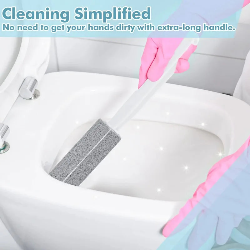 Pumice Stone for Toilet Cleaning with Long Handle - Hard Water Stain Remover