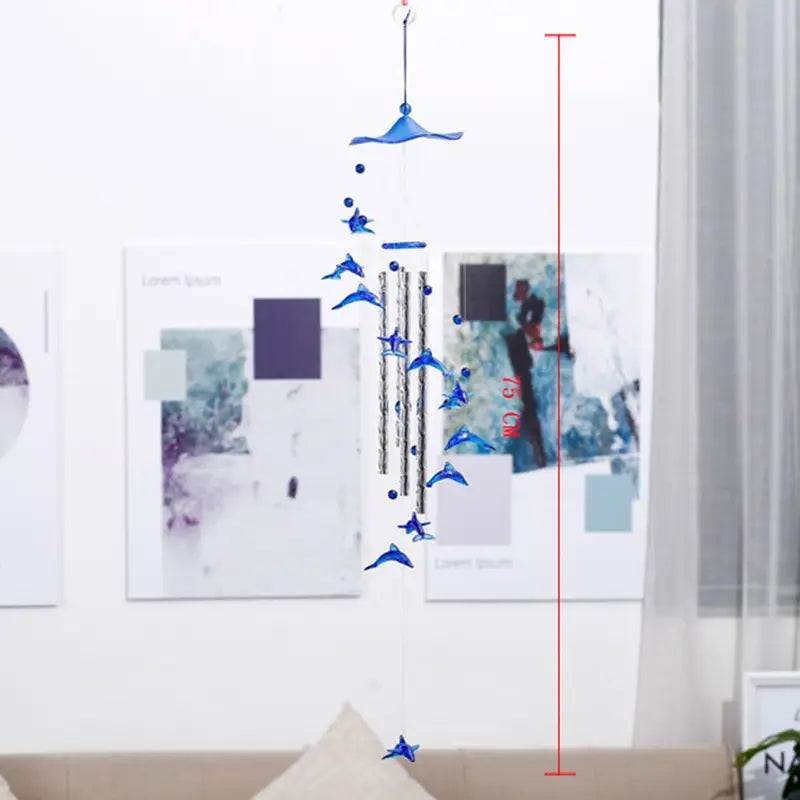 Dolphin Love Wind Chimes Hanging Ornament Indoor Outdoor Garden Decor Handmade Crafts Gift