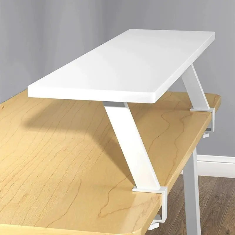 Multi-Color Wooden Desk Organizer with Metal Clamp - Office & Study Storage
