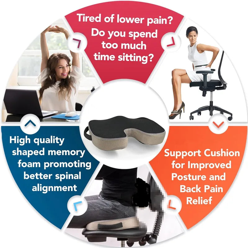 Pressure-Resistant Breathable Ergonomic Seat Cushion with Curved Surface