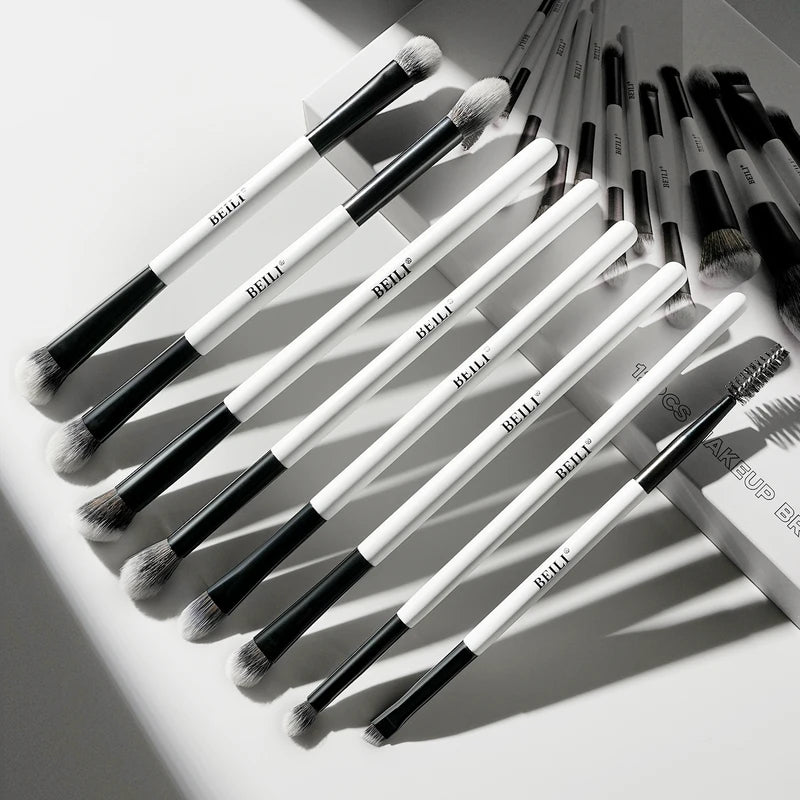 Dual-Ended Makeup Brush Set - 12 Vegan Professional Contour Foundation Eyebrow Brushes