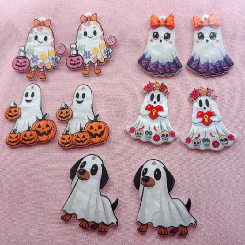 10pcs Acrylic Ghost Pendant Jewelry Making Supplies - Earrings, Necklaces, Keychains