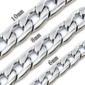 Fashion Cuban Chain Necklace for Men and Women Silver Stainless Steel Hip-Hop Jewelry