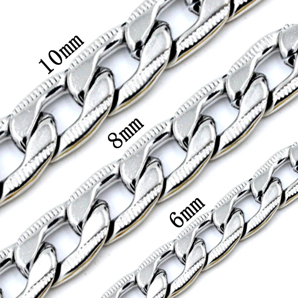 Fashion Cuban Chain Necklace for Men and Women Silver Stainless Steel Hip-Hop Jewelry