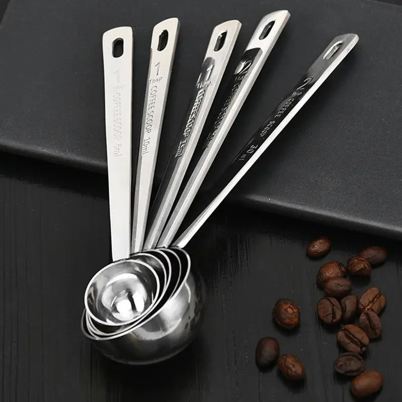 Stainless Steel Coffee Scoop Measuring Spoon Set - 5ML to 30ML, Multiple Colors