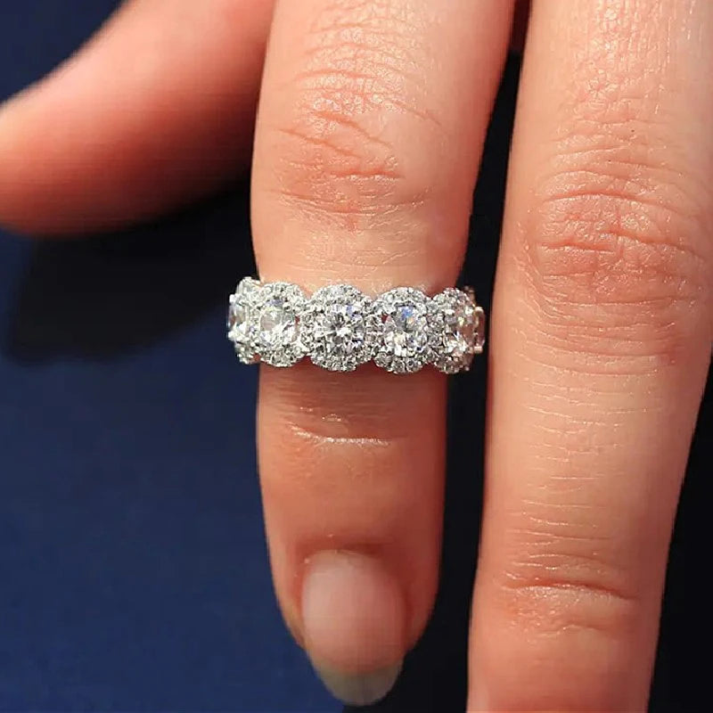 Sparkling Cubic Zirconia Promise Rings for Women Wedding Engagement Bands Silver