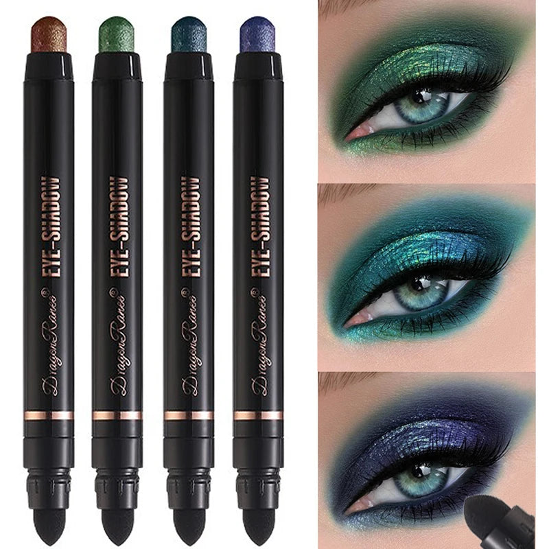 Dual-Ended Metallic Eyeshadow Stick & Highlighter Pencil Waterproof Glitter Makeup