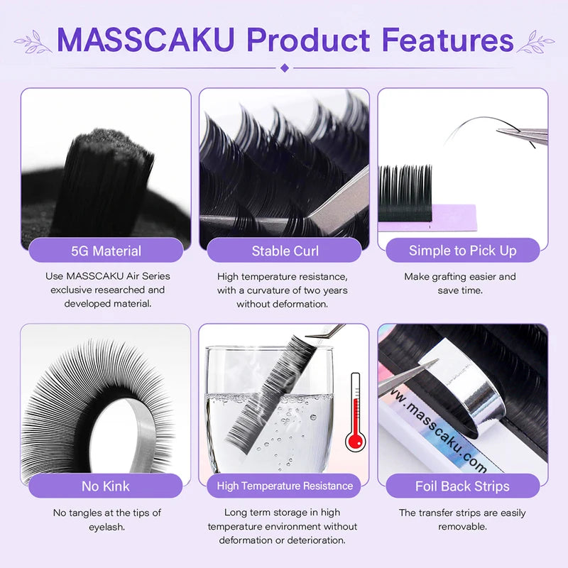Ellipse Flat Lashes Fake Eyelash Extensions - Soft Split Tips, Natural Look
