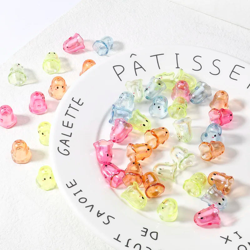 Acrylic Halloween Ghost Beads 5-Pack for DIY Jewelry Making Multicolor 17mm x 15mm