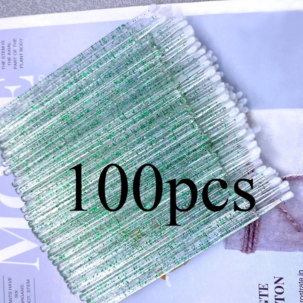 100pcs Micro Makeup Brush Set for Eyelash Extensions & Lash Care