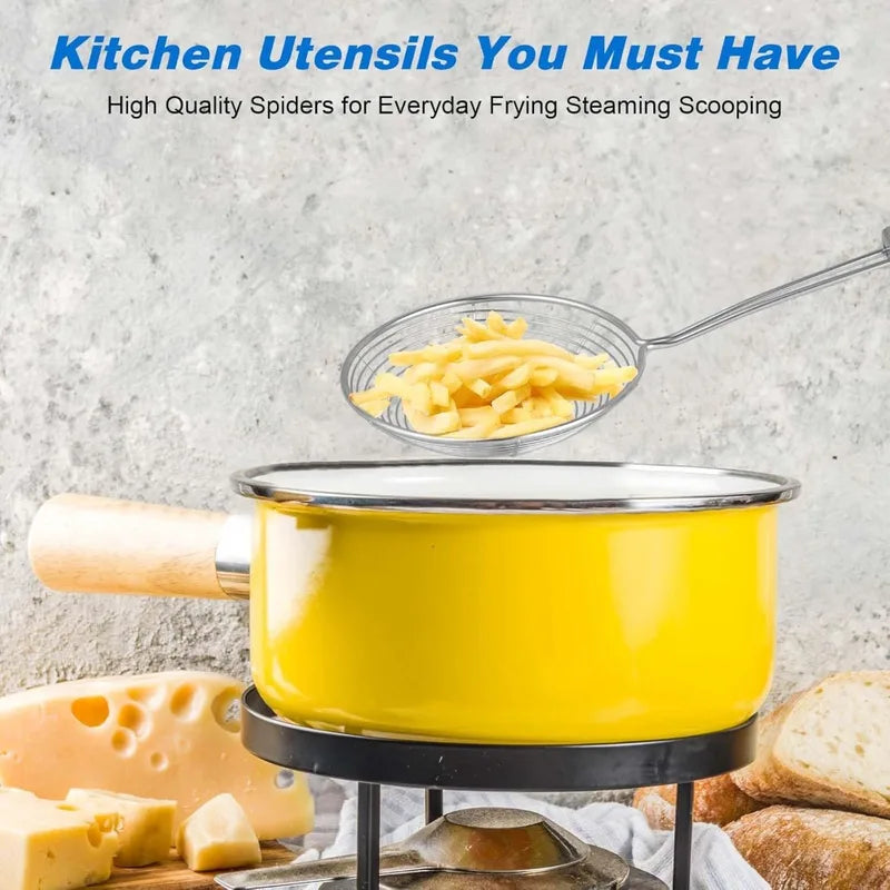 Stainless Steel Spider Strainer for Cooking and Frying, Multipurpose Kitchen Skimmer with Handle