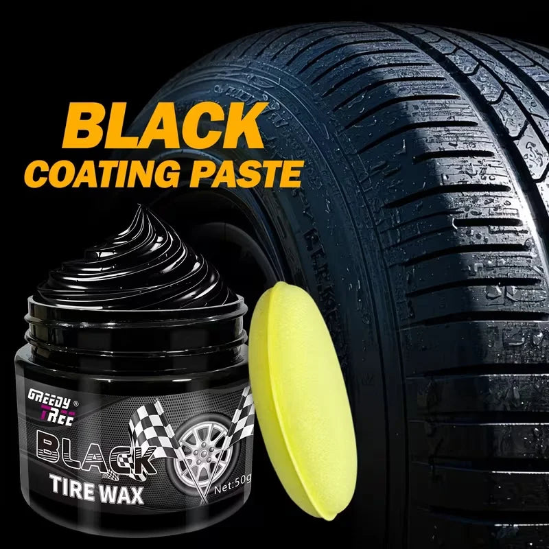 50g Car Tire Black Wax - Tire Shine Restorer for Auto Wheels, Gloss & Protection
