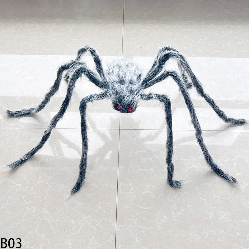 Giant Black Spider Halloween Decor - Scary Artificial Plush Ornament for Haunted House & Outdoor Scenes