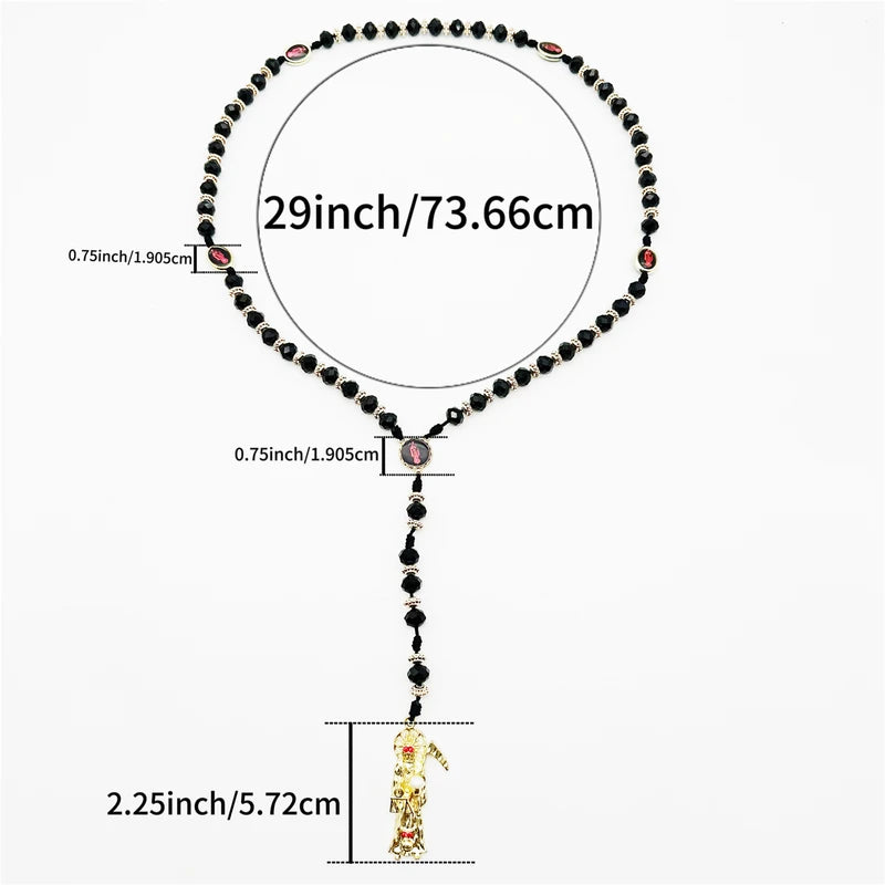 Holy Death Rosary Necklace - Santa Muerte Collar for Men Women - Gift