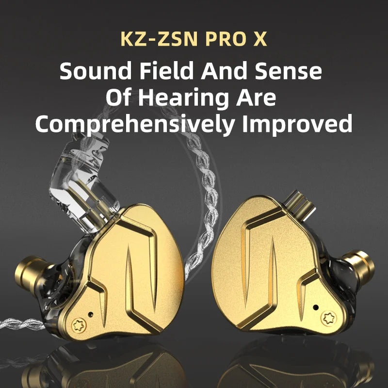 KZ ZSN Pro X Hybrid In-Ear Headphones - High-Fidelity Metal Earbuds with Noise Cancelling