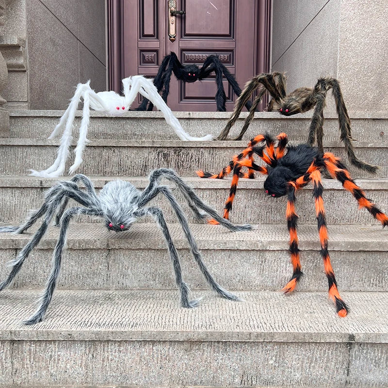 Giant Black Spider Halloween Decor - Scary Artificial Plush Ornament for Haunted House & Outdoor Scenes