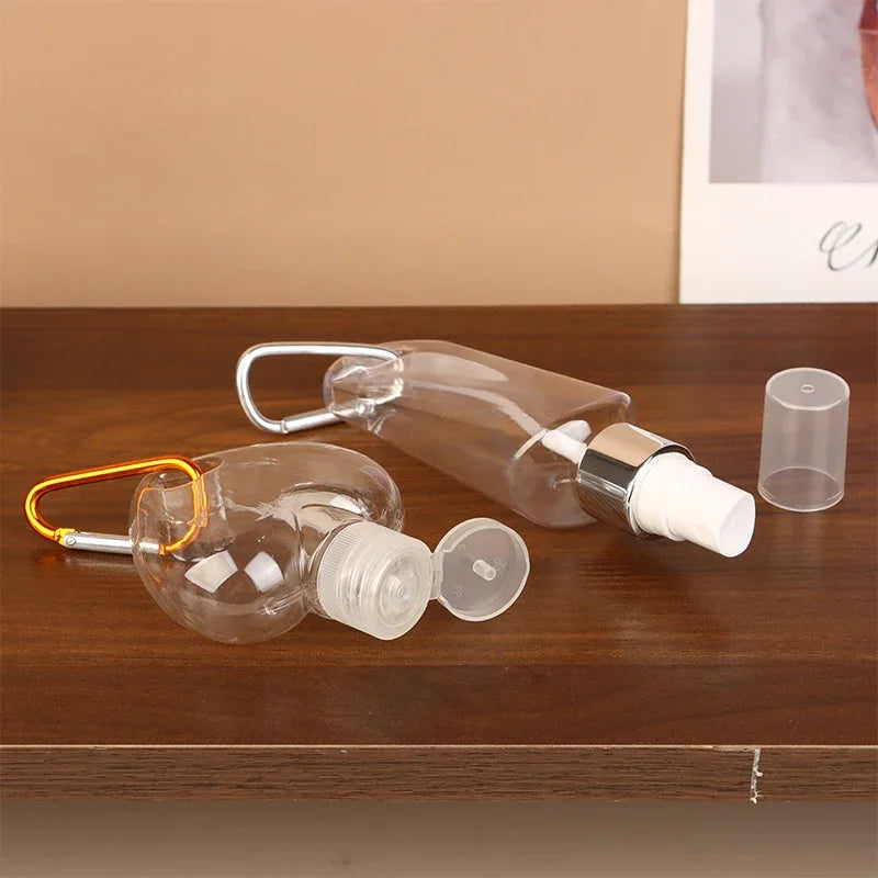30/50ml Portable Perfume Spray Bottles with Carabiner Hook - Travel Makeup Container
