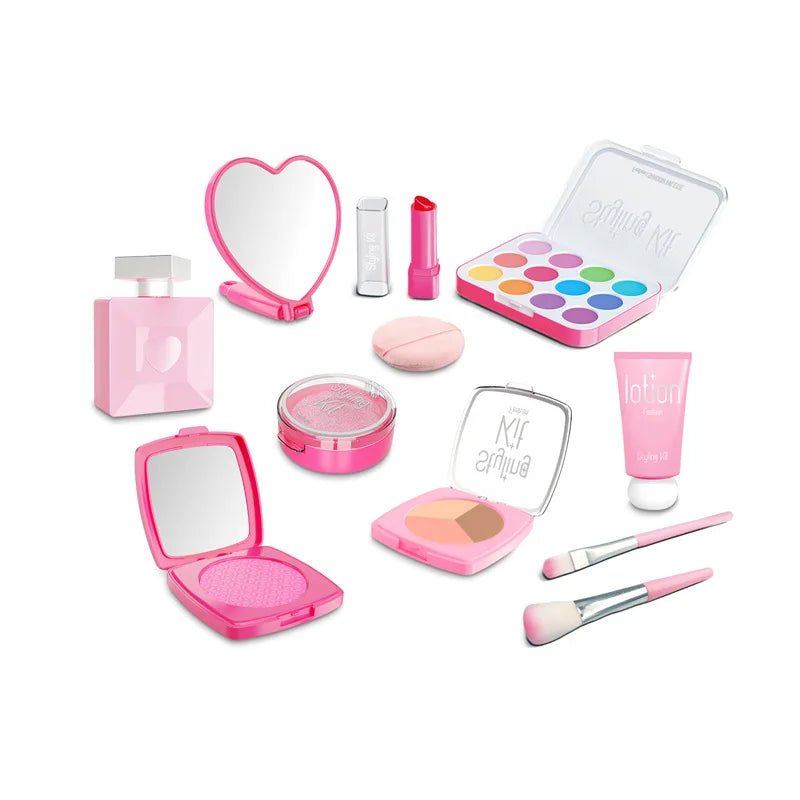 Pretend Makeup Toy Set for Girls with Cosmetic Bag, Role Play Kids Gift