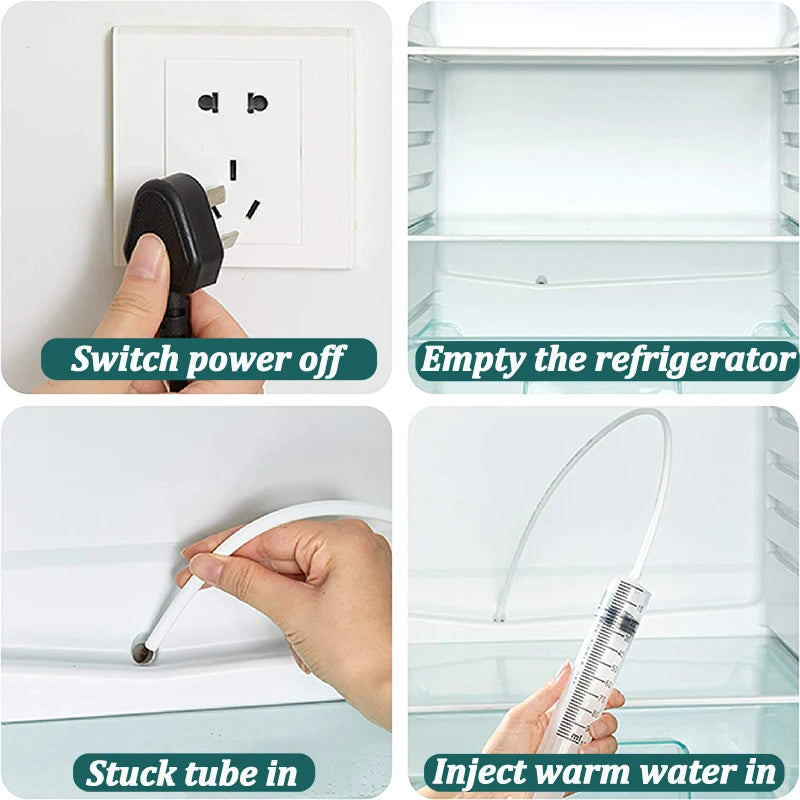 Refrigerator Drain Hole Clog Remover Kit - Pipe Cleaner & Water Outlet Brush