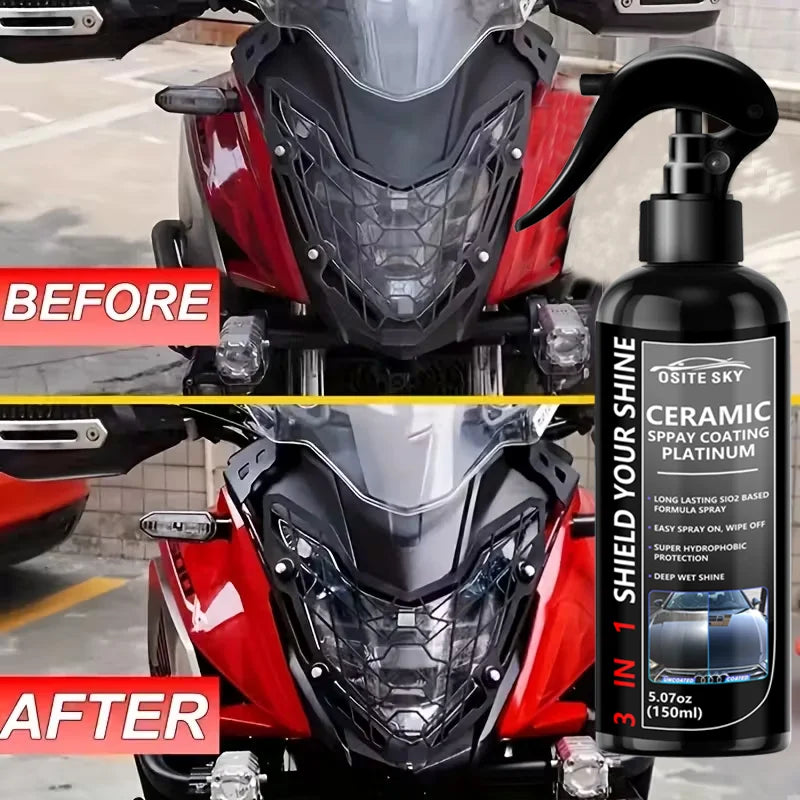 Nano Ceramic Car Coating Spray 3-in-1 Scratch-Resistant Gloss Finish for All Paint Types