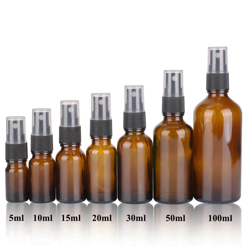 Refillable Amber Glass Spray Bottles Set for Perfume & Essential Oils