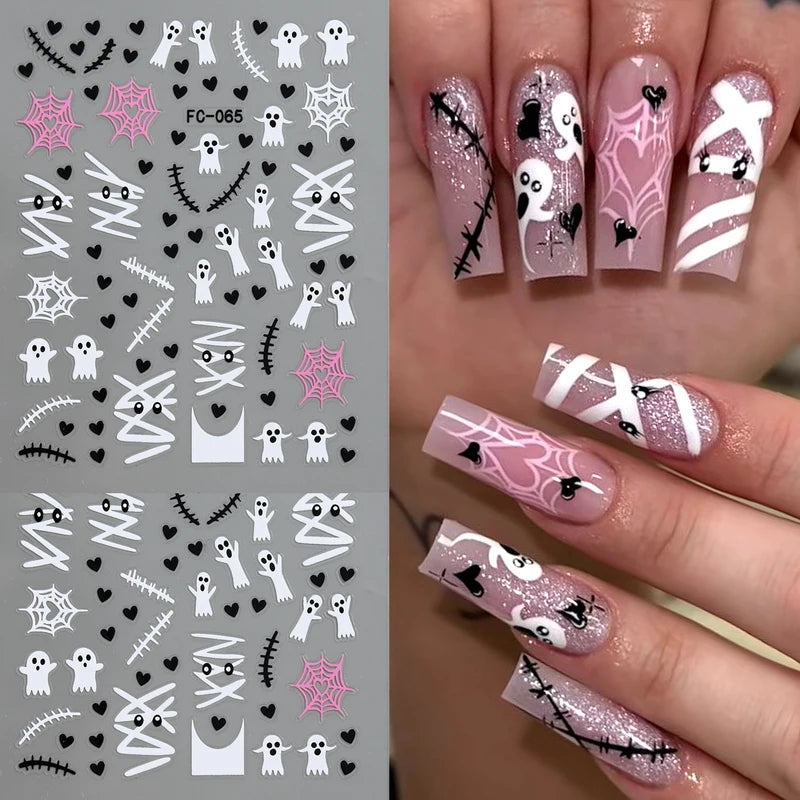 Halloween Gothic Ghost Nail Stickers - Spooky Retro Design for Nail Art