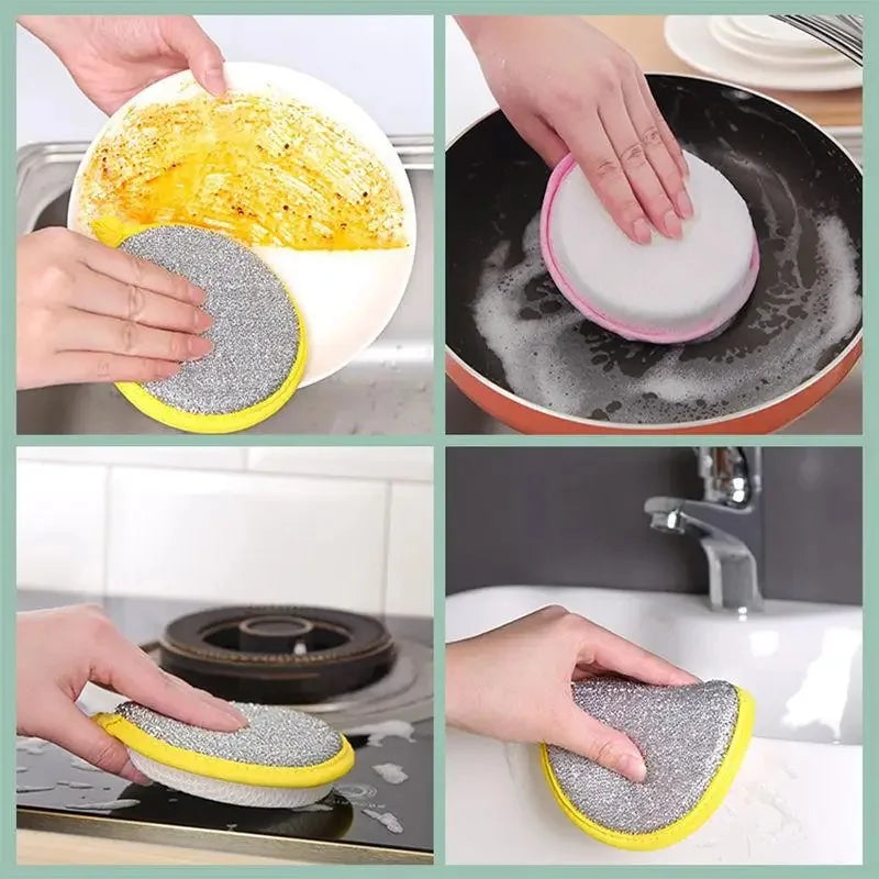 Double-Sided Kitchen Scrub Sponges - Reusable Dishwashing Pads, 10/20/50 pcs