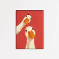 Serene Duck Wall Art - Green Fowl Friendship Canvas Print for Home Decor
