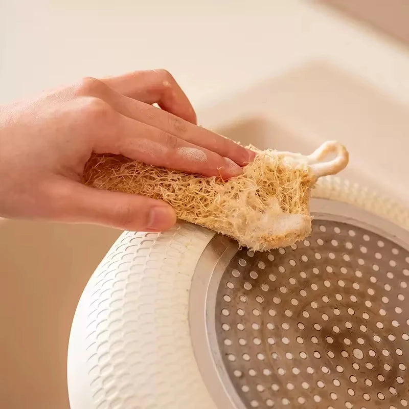 Natural Loofah Exfoliating Sponges - Gentle Body Scrubber for Shower & Bath, Bamboo Fiber Cleaning Pads, 4-6 Pack