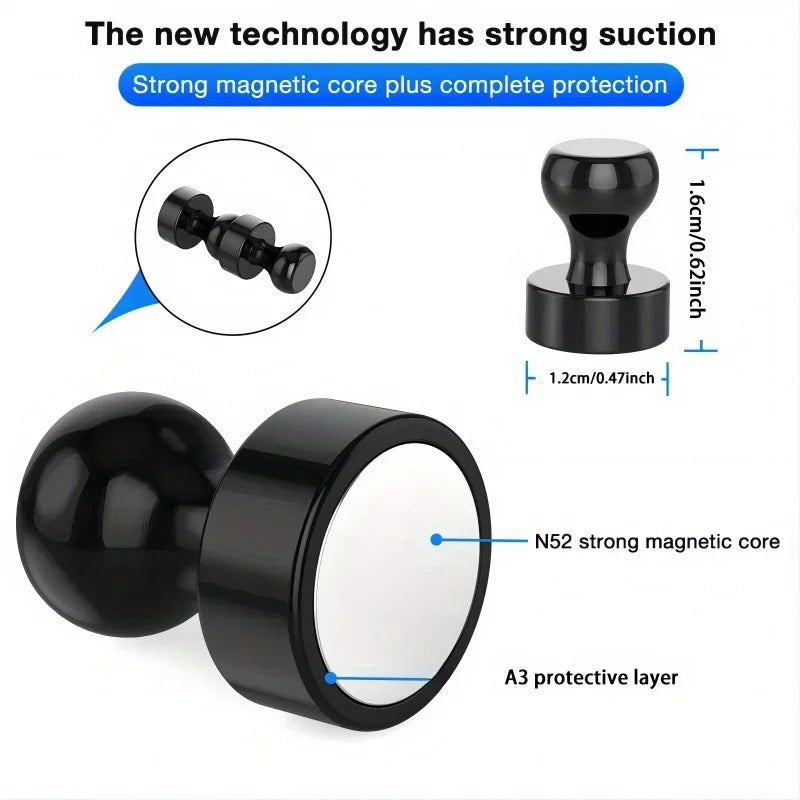 Magnetic Push Pins for Refrigerator & Whiteboard - Strong Neodymium Office & Kitchen Magnets