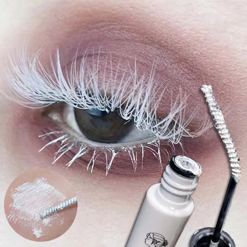 White Waterproof Mascara & Eyebrow Tint - Long-Wearing, Curling, Fast Drying