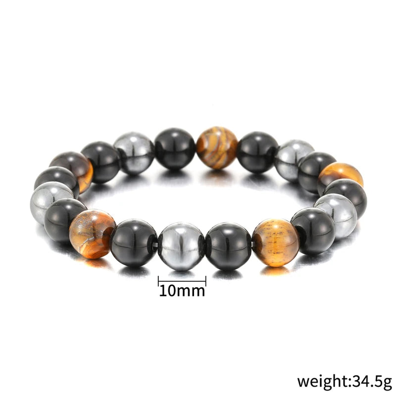 Natural Obsidian Hematite Tiger Eye Beads Bracelets for Men and Women – Healing Jewelry