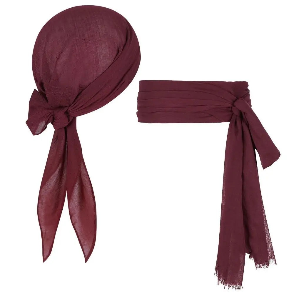 Pirate Costume Turban Set for Halloween Party Cosplay - 2 Pieces