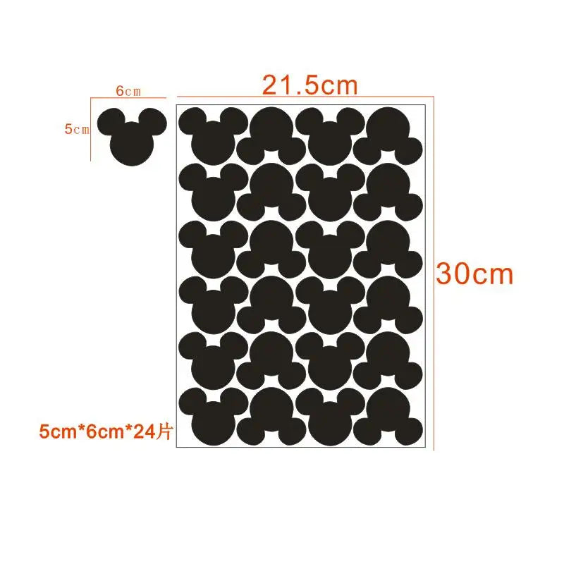 24PCS Cartoon Mouse Head Wall Decals for Kids Room & Home Decor - Removable & Waterproof