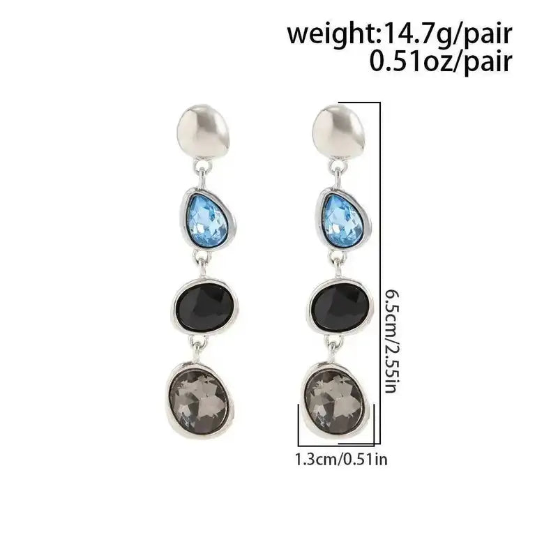 Vintage Silver Geometric Drop Earrings for Women – Trendy Dangle Statement Jewelry