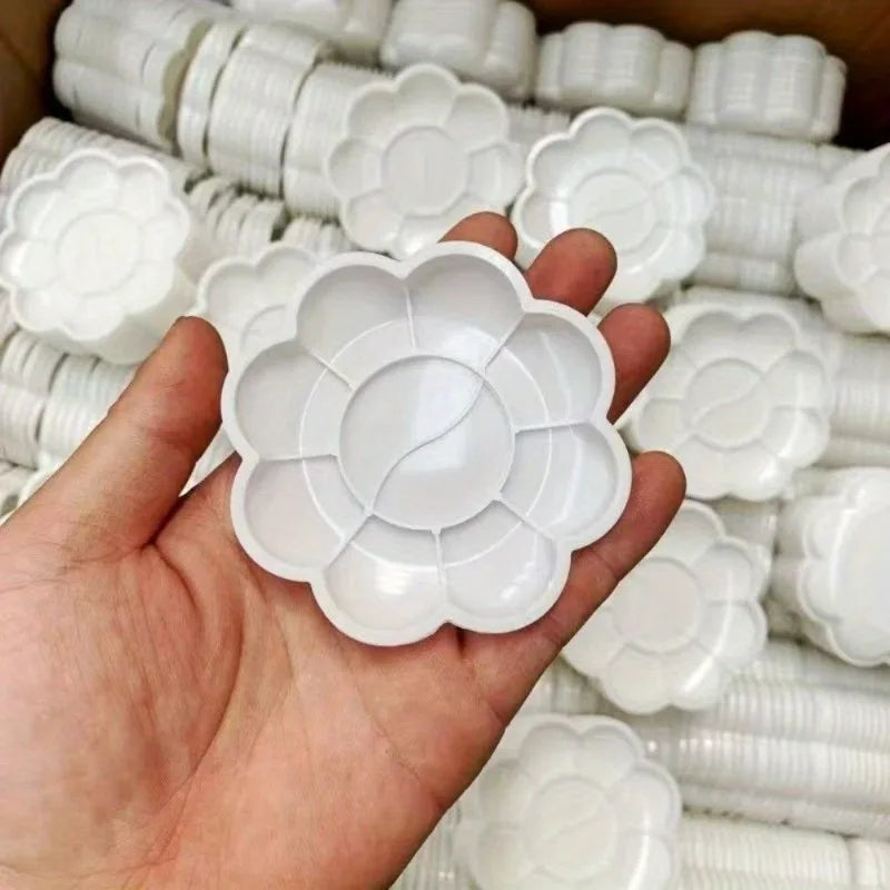 Mini Flower-Shaped Plastic Painting Boards 5pcs Art Mixing Trays