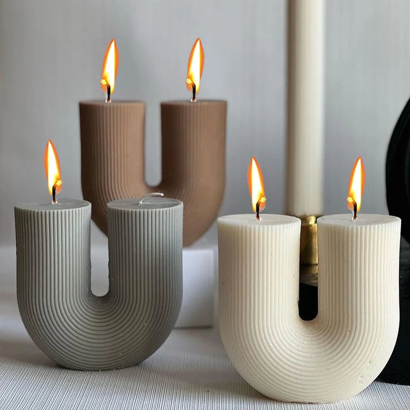 U Shape Candle Silicone Mold for DIY Candle Making and Craft Projects
