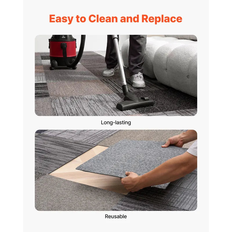 Reusable Carpet Tiles 20x20 Inch Set for Living Room & Bedroom Flooring