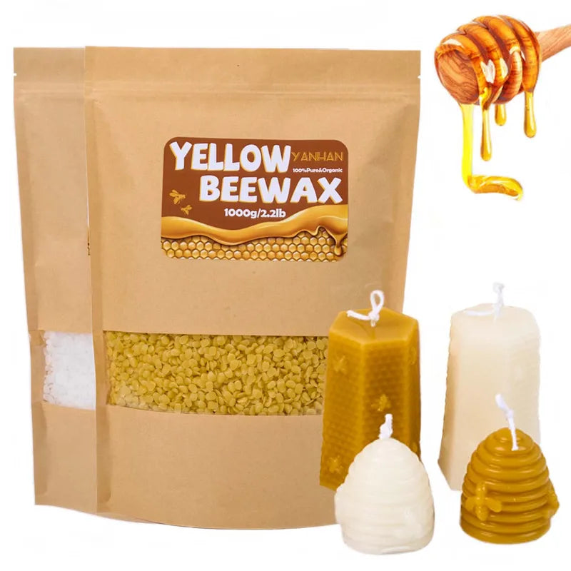 Pure Beeswax for Candle Making - Natural Granular Raw Materials - 1000g