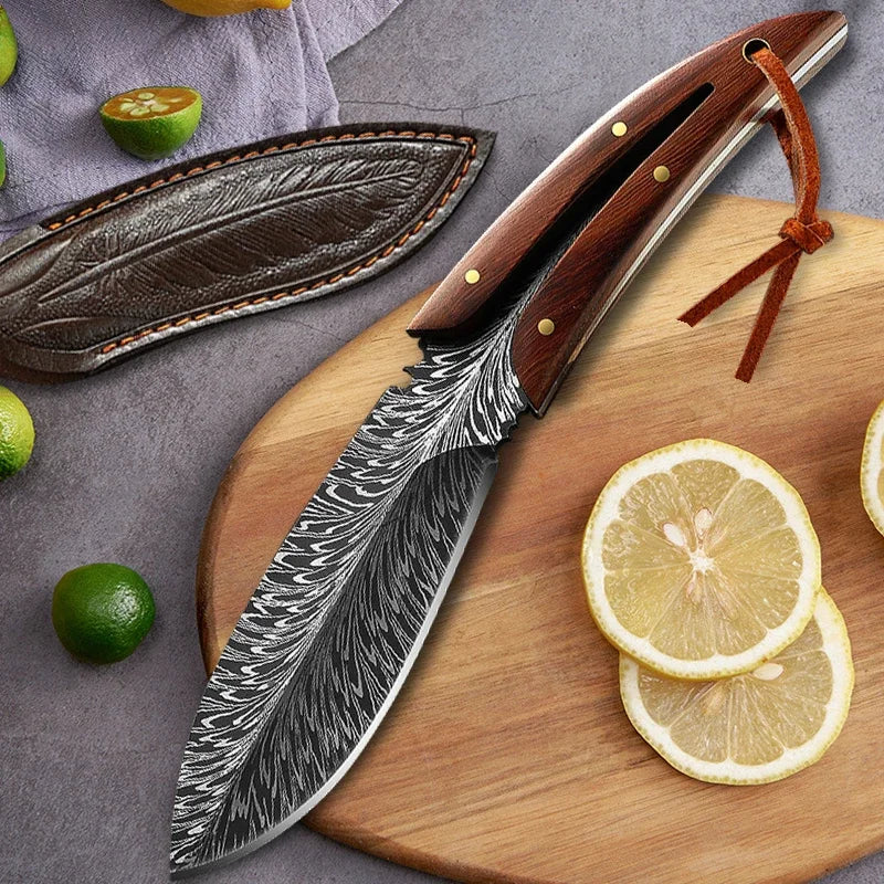 Professional Chef Utility & Boning Knife with Wooden Handle - Stainless Steel, Sharp, Durable
