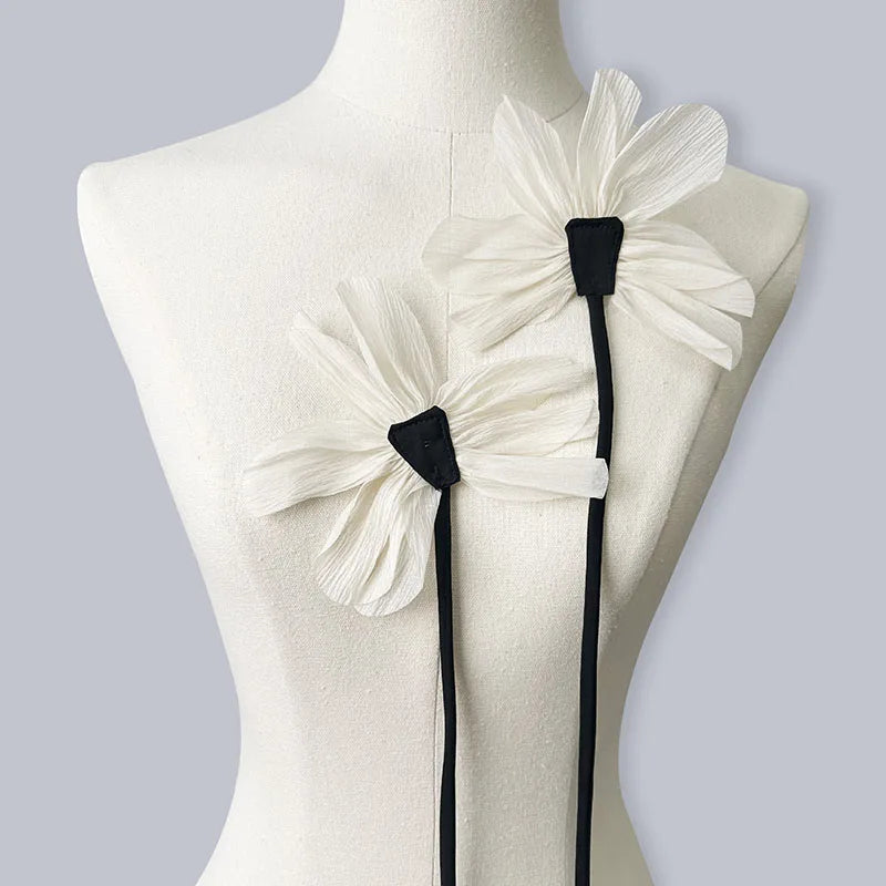 2Pcs Fabric Flower Brooch Pins for Women Handmade Wedding Party Gifts