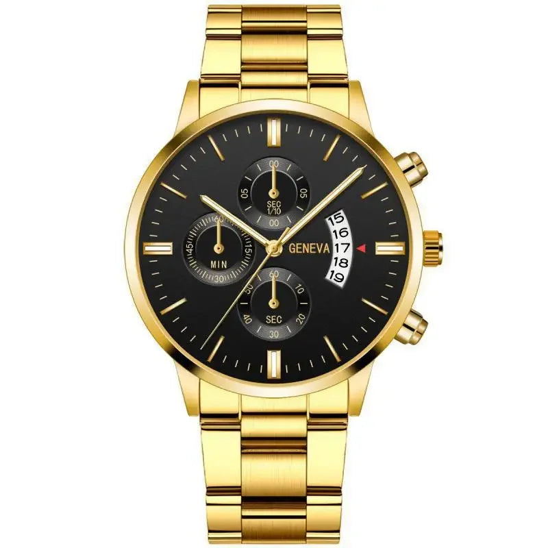 Men's Quartz Business Watch Stainless Steel Calendar Wristwatch for Men