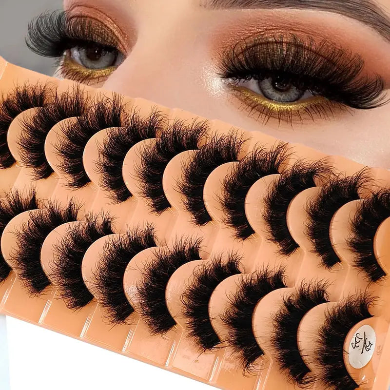 10Pairs Fluffy 3D Mink False Eyelashes Makeup Natural Volume Thick Lashes