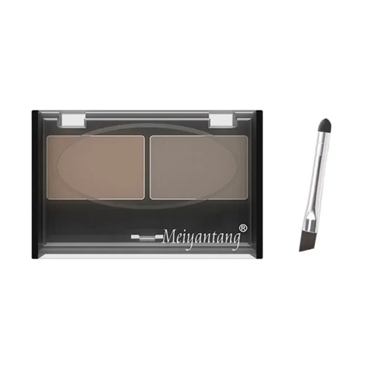 Eyebrow & Eyeshadow Makeup Kit - Waterproof 2-Color Powder Palette + Brush