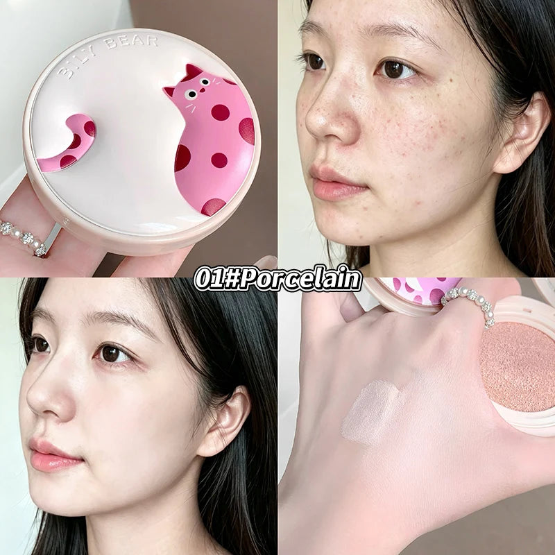 Lightweight Waterproof Cushion Foundation with Concealer - Natural Finish, Long Lasting, Moisturizing Makeup