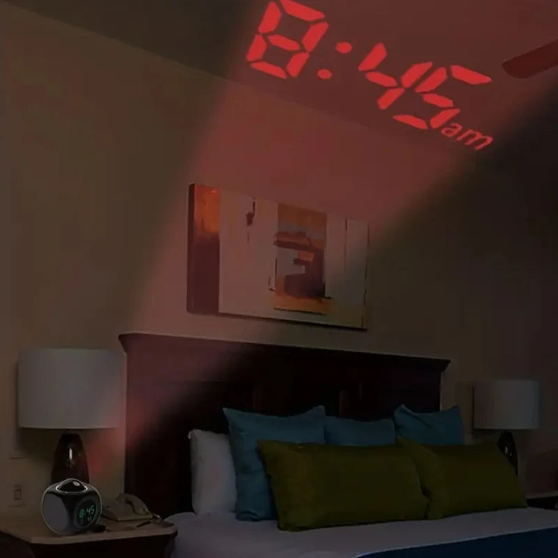 Multi-Function Projection Alarm Clock with LED Light and Voice Reminder